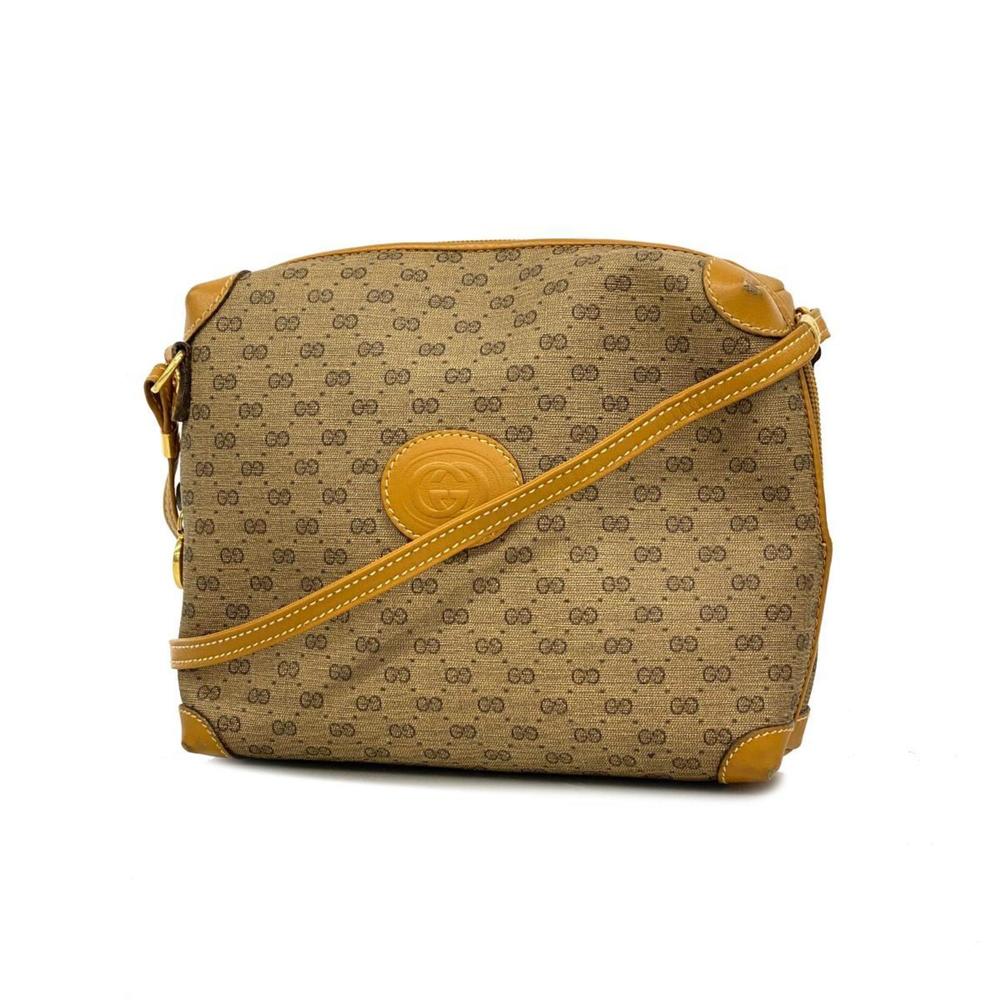 Gucci Brown Canvas Crossbody with Tan Leather Trim